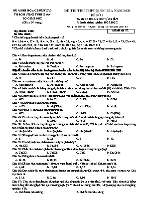Đề thi thử THPT Quốc gia môn Hóa học năm 2020 - Đề số 2 (Có đáp án)